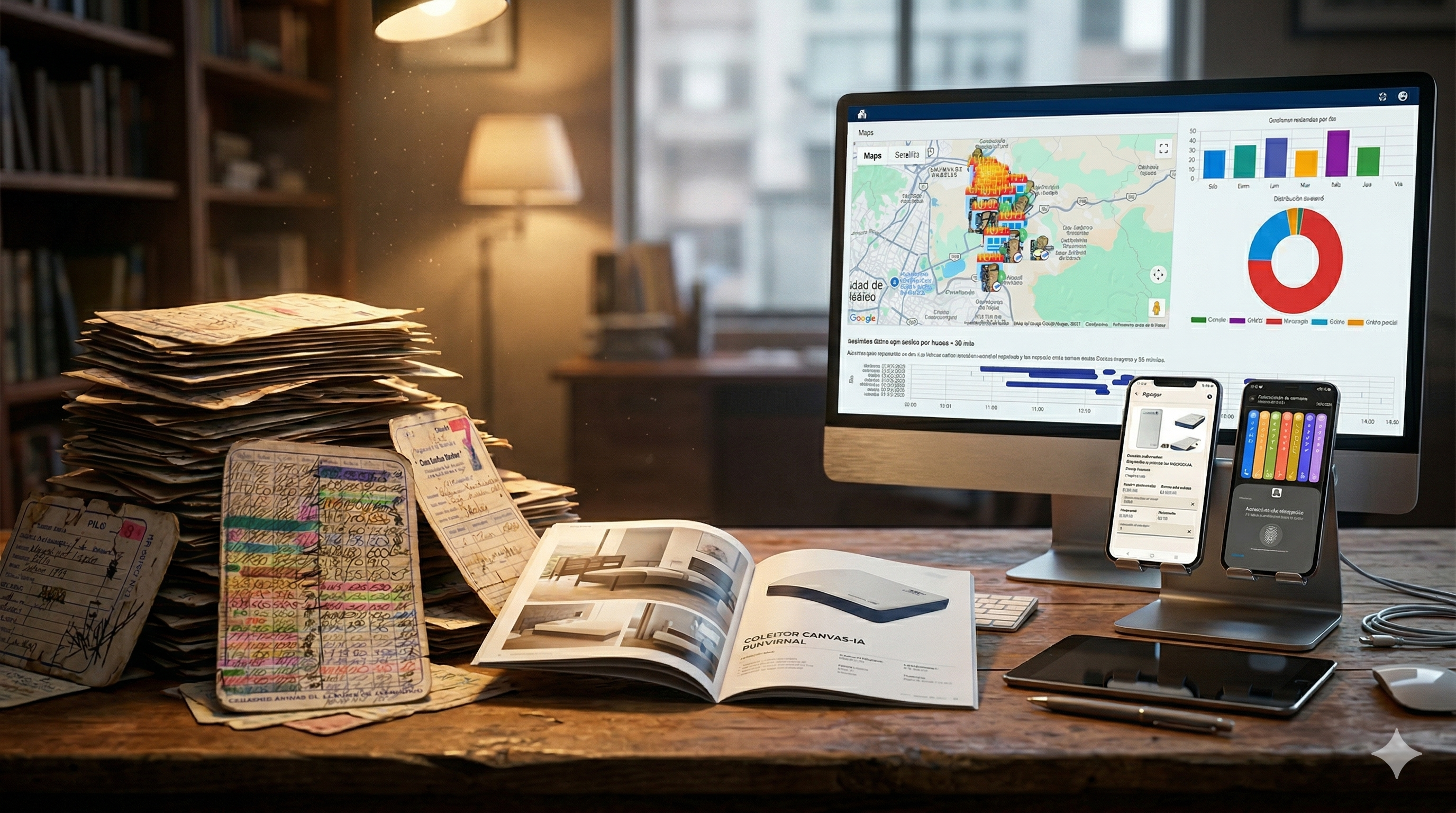 Comparación entre tarjetas de papel y sistema digital CANVAS-IA